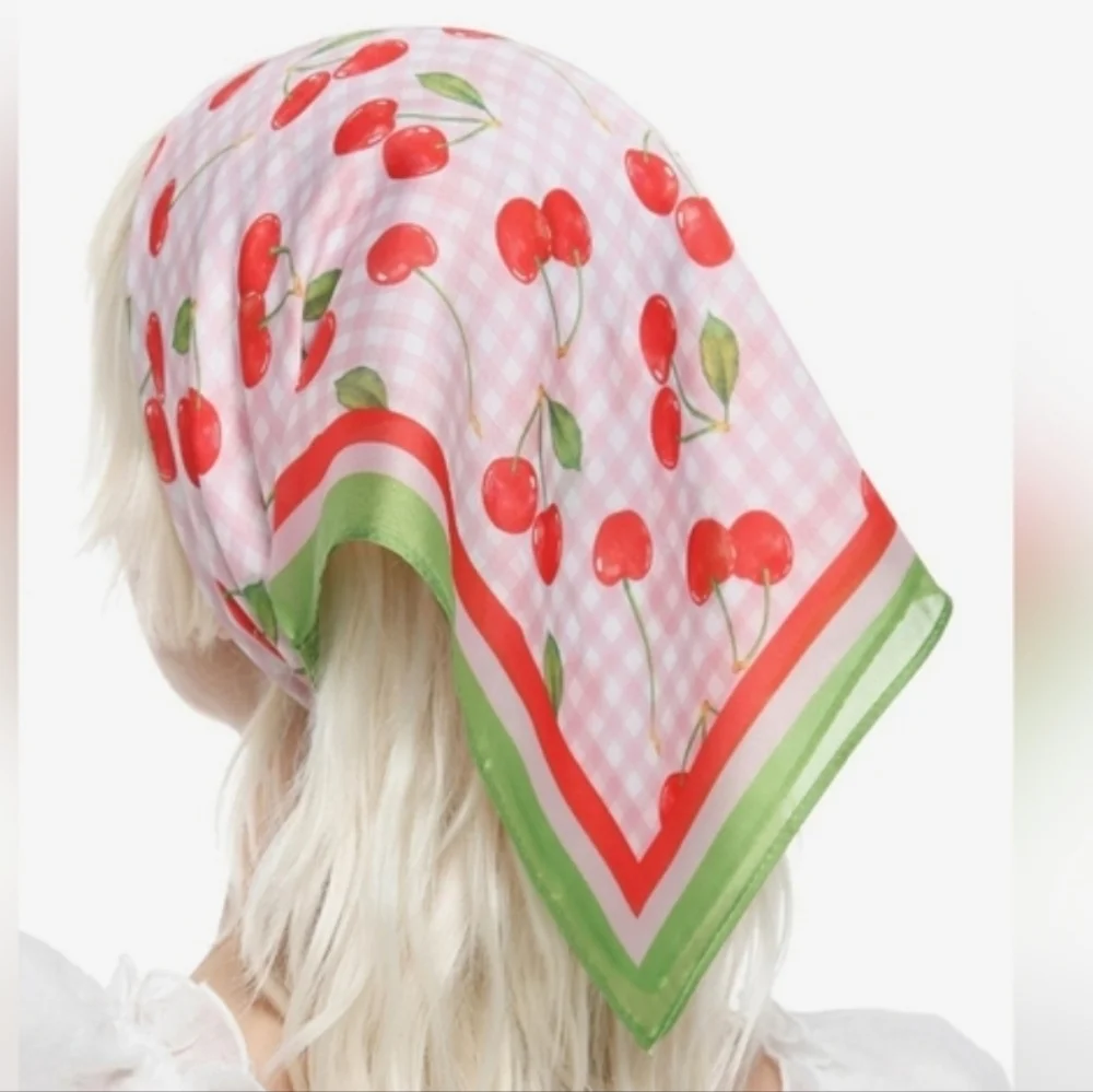 Cherry Gingham Hairscarf